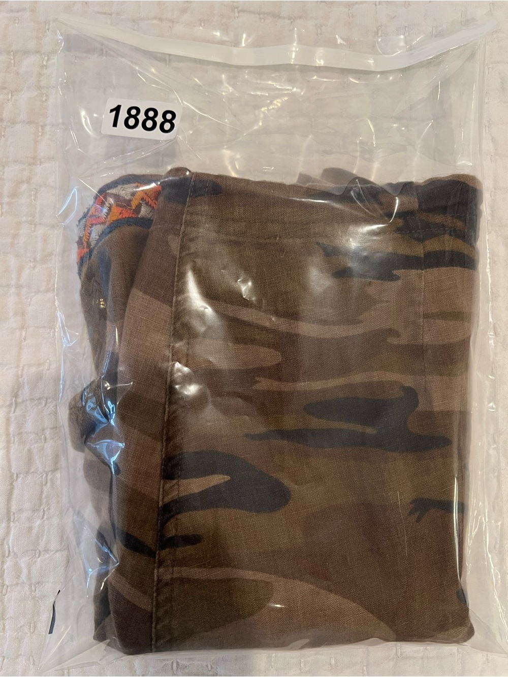 Johnny Was Shorts Womens Large Brown Camo Embroidered Linen Drawstring Pockets - Picture 14 of 14